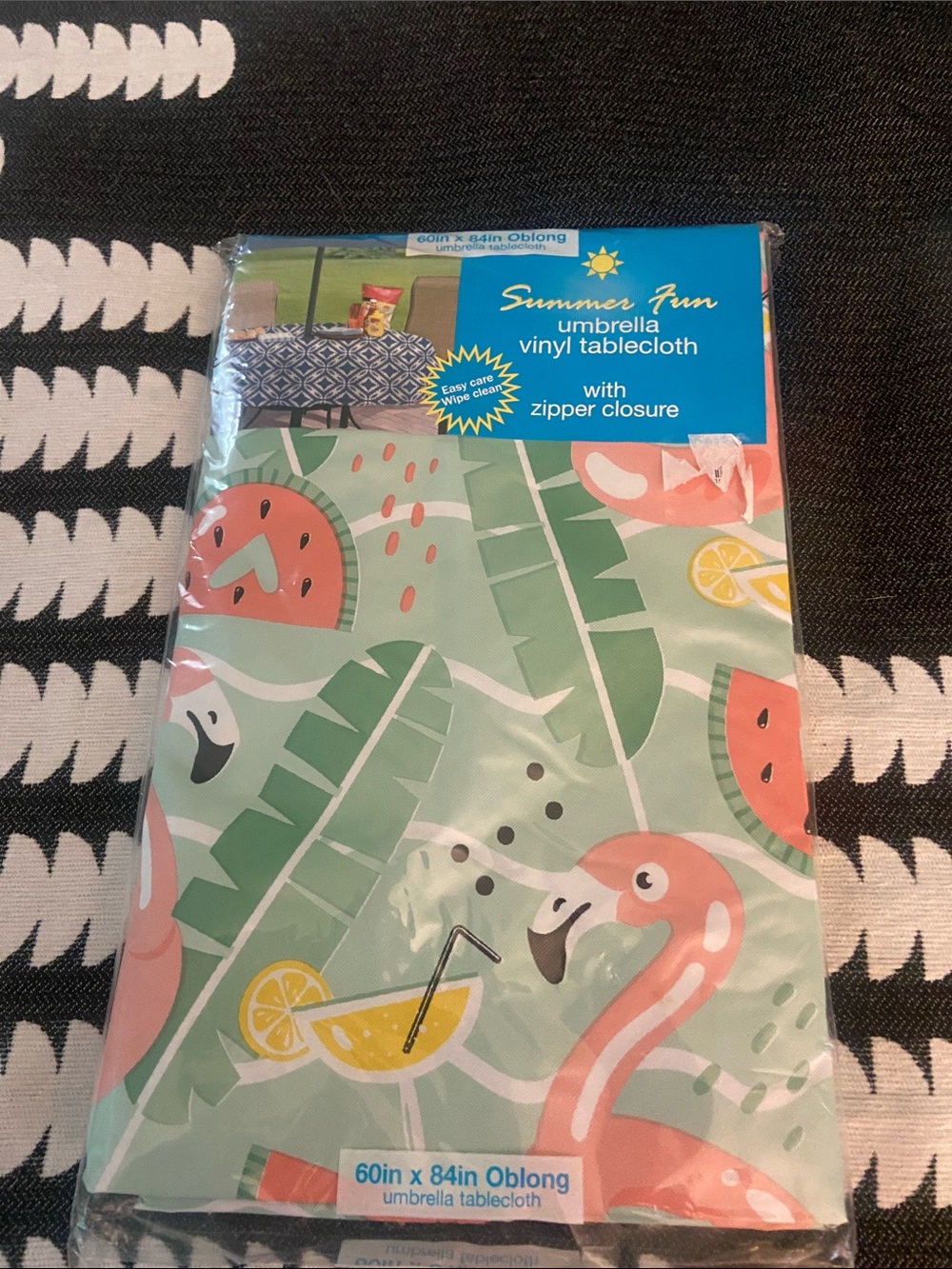 Summer Fun Flamingo Vinyl Tablecloth - Mint & Pink